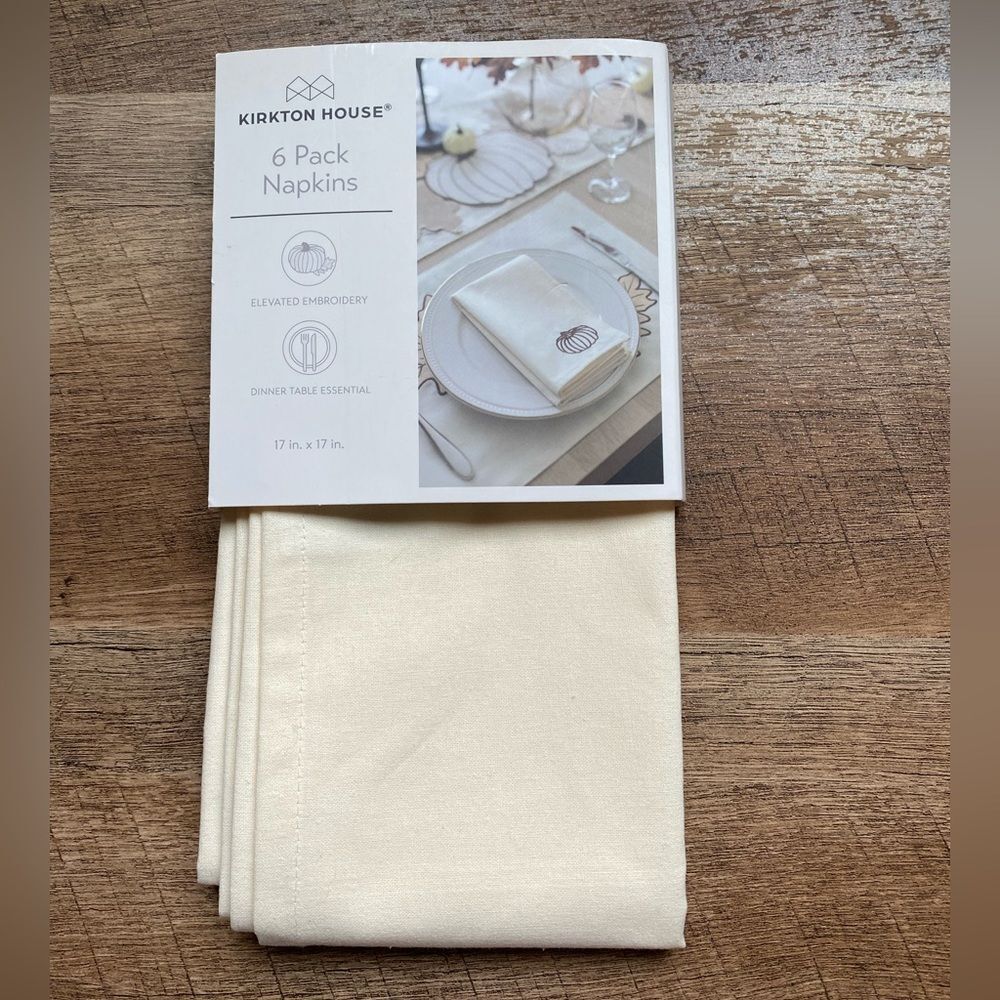 Kirkton House Cream Napkins with Embroidery Pumpkin